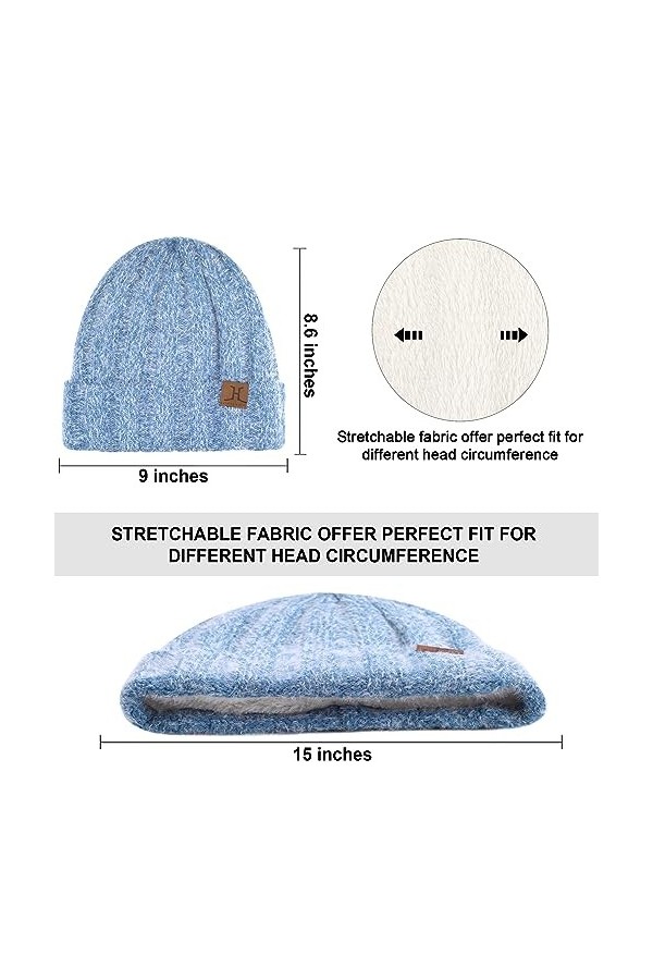 Femme Hiver Chaud Tricoter Bonnet Chapeau Gants Tactiles Longue Echarpe Ensemble avec Doublure Polaire Casquette Crâne, Rose 