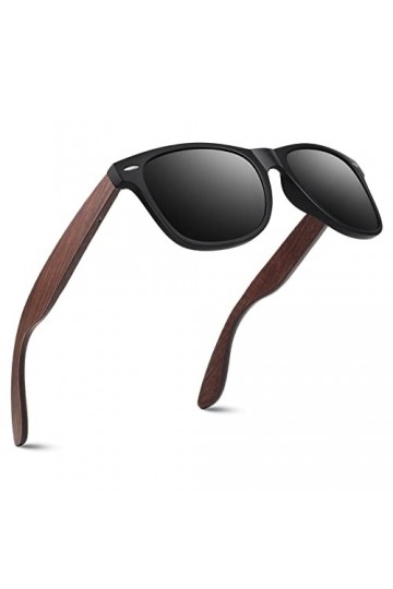 CGID Lunettes de Soleil Polarisées pour Homme et Femmes, Lunettes de Soleil en Bois, 100% anti UV400 M08