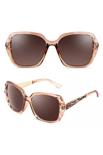 Sunier Lunettes de Soleil Femme Polarisées Grand Cadre Designer surdimensionné Protection UV400