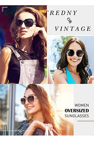 Sunier Lunettes de Soleil Femme Polarisées Grand Cadre Designer surdimensionné Protection UV400