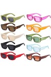 FSMILING Lot De 10 Lunettes De Soleil Adulte Petit Rectangle Lunettes De Soleil Pack Lunettes De Fête Carrées Années 90
