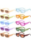 FSMILING Lot De 10 Lunettes De Soleil Adulte Petit Rectangle Lunettes De Soleil Pack Lunettes De Fête Carrées Années 90