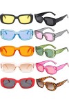 FSMILING Lot De 10 Lunettes De Soleil Adulte Petit Rectangle Lunettes De Soleil Pack Lunettes De Fête Carrées Années 90