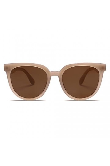 SOJOS Lunettes de Soleil Polarisantes Vintage Rounde UV Protection Verre SJ2175 Avec Monture Marron/Verre Marron