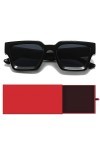 SHEEN KELLY Coffret cadeau Lunettes de Soleil Retro Rectangle Epais Chunky Femmes Hommes Trendy Narrow Square Black Tortie 