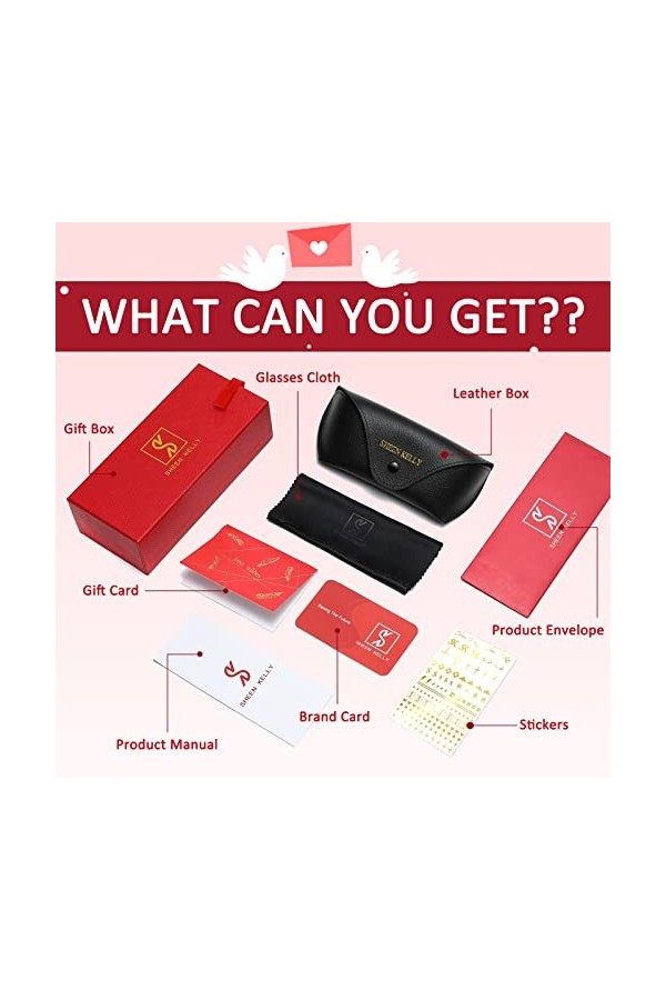 SHEEN KELLY Coffret cadeau Lunettes de Soleil Retro Rectangle Epais Chunky Femmes Hommes Trendy Narrow Square Black Tortie 