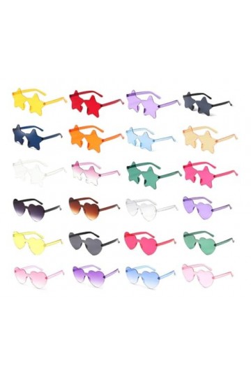 Kellegour Ensemble de 24 Pièces,12 Lunettes de Soleil en Forme de Coeur,12 Lunettes de Soleil en Forme Détoile,Lunettes en F