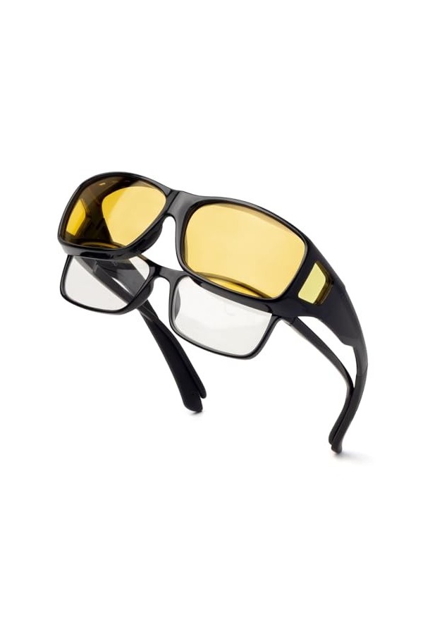 Face Shadow Lunettes Conduite de Nuit Polarisées, Lunette de Nuit pour Homme et Femme, Ultra Léger Lunettes de Vision Nocturn