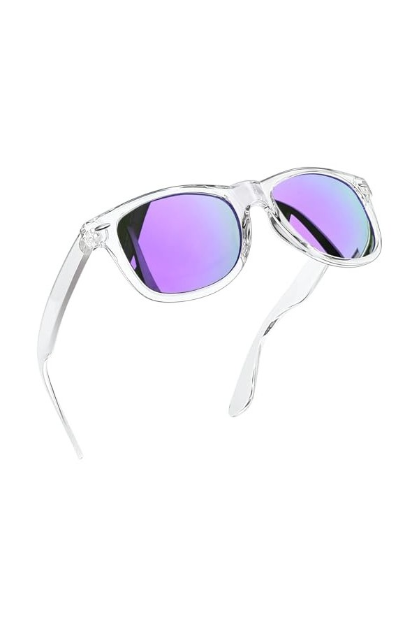 Joopin Lunettes Miroir Homme Polarisées Carrées et Lunette de Soleil Mode Femme Violet Vintage Lunettes de Soleil Pour Voyage