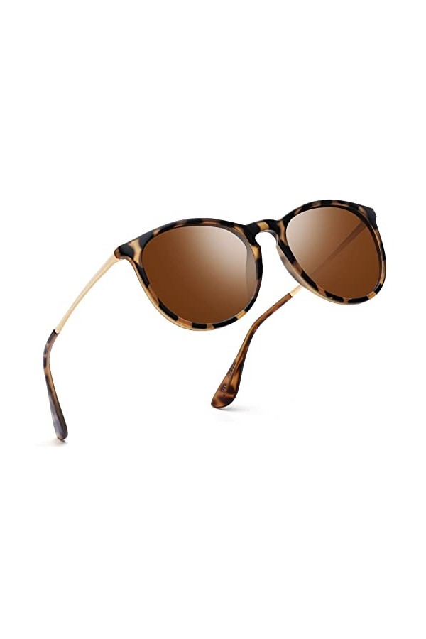 kunchu Lunettes de Soleil Femme Polarisées Rond Retro Grand Cadre Sports Protection UV400,pour Homme et Femmes,Lunette Soleil