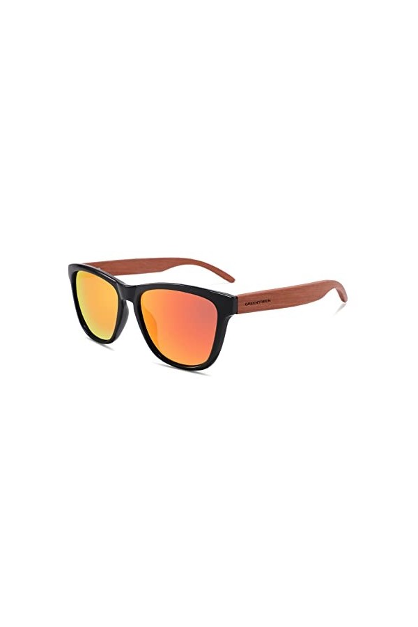 GREENTREEN Lunettes de Soleil Polarisées pour Homme et Femmes, Lunettes de Soleil en Bois, 100% anti UV400