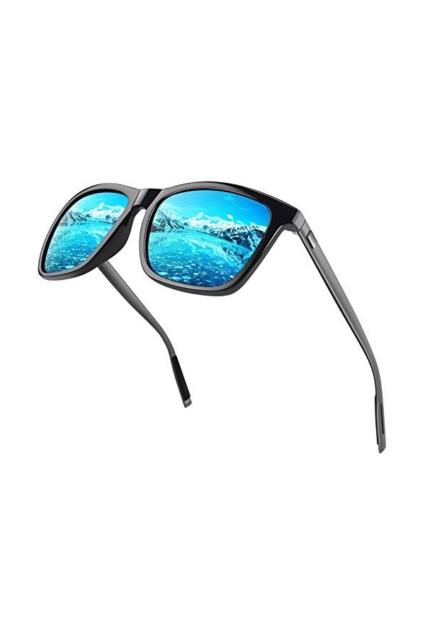 CGID Lunettes de Soleil Hommes Femmes Polarisée, Al-Mg Métal Temple Classique Retro Sport UV400 Lunettes de Soleil