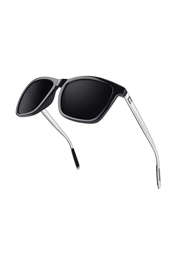 CGID Lunettes de Soleil Hommes Femmes Polarisée, Al-Mg Métal Temple Classique Retro Sport UV400 Lunettes de Soleil