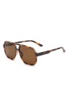 GLINDAR Lunettes de Soleil Polarized Pilot pour Hommes et Femmes, Lunettes de Soleil Carrées Vintage Oversize Turtle/Brown