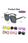 6 pièCes Lunettes de Soleil CarréEs SurdimensionnéEs Lunettes de Soleil en Cristal éTincelant Unisexe Lunettes de Soleil RéTr