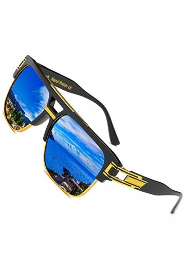 SHEEN KELLY Lunettes de soleil pilote rétro surdimensionnées pour hommes femmes monture métal doré lunettes de soleil carrées