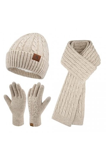 ZASFOU Bonnet dhiver pour femme, écharpe, gants tactiles, ensemble de gants en tricot thermique, bonnet dhiver, écharpes, g