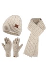 ZASFOU Bonnet dhiver pour femme, écharpe, gants tactiles, ensemble de gants en tricot thermique, bonnet dhiver, écharpes, g