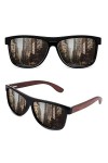 GQUEEN Lunettes de Soleil Homme Femme Polarisées, Classique Lunettes de Soleil en Bois 100% UV400 Protection MOS07
