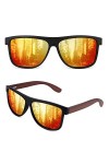GQUEEN Lunettes de Soleil Homme Femme Polarisées, Classique Lunettes de Soleil en Bois 100% UV400 Protection MOS07
