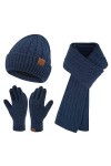 ZASFOU Bonnet dhiver pour femme, écharpe, gants tactiles, ensemble de gants en tricot thermique, bonnet dhiver, écharpes, g
