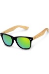 Navaris Lunettes de soleil UV400 - En bois pour hommes et femmes - Branches en bambou - Lunettes en bois avec étui - différen