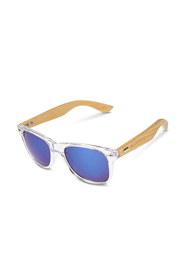 Navaris Lunettes de soleil UV400 - En bois pour hommes et femmes - Branches en bambou - Lunettes en bois avec étui - différen