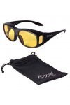 Rapid Eyewear Surlunettes pour conduite de nuit, noires, pour hommes et femmes, à porteur par-dessus les lunettes habituelles