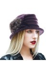 Ruphedy Béret bob pour femme - Style vintage des années 1920 - En laine, Pom-violet, taille unique