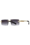 SHEEN KELLY Lunettes de soleil rectangulaires sans monture pour hommes Femmes Lunettes carrées sans cadre