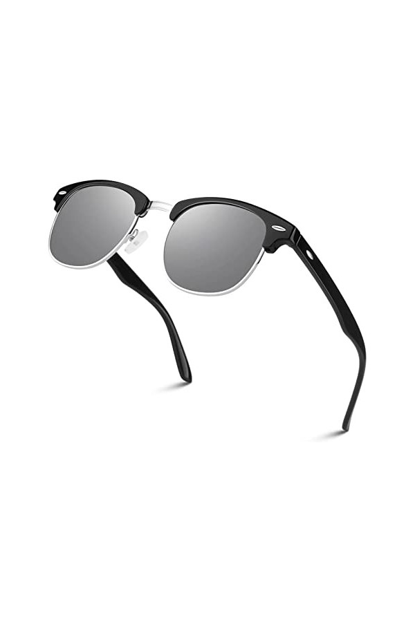 LINVO Lunettes de Soleil Polarisées Sans Monture pour Homme et Femme, Lunettes Rétro Classiques, Demi-monture Lunettes de Sol