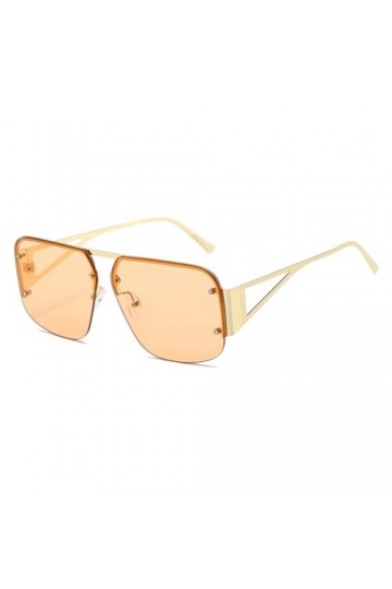 YUELUQU Lunettes daviateur rétro pour homme et femme - Demi-cadre en métal - Lunettes de soleil carrées surdimensionnées ten