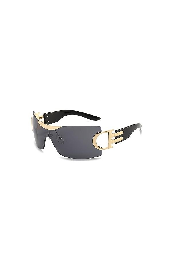 TOEECY Lunettes de Soleil Femme Homme Polarisées Décoration en Métal Retro Grand Cadre Surdimensionné Protection UV400 Vintag