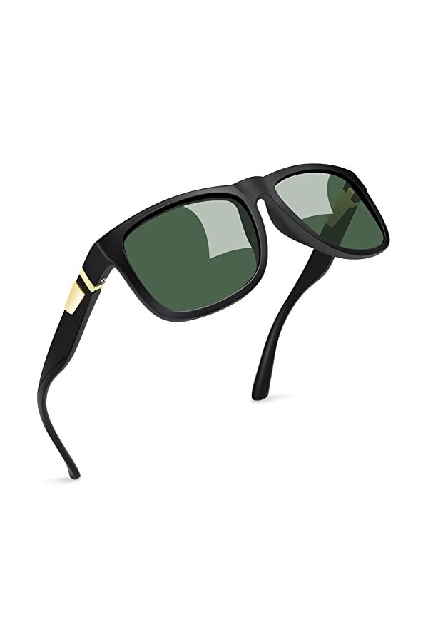 Joopin Lunette de Soleil Homme Polarisée - Lunette de Soleil Homme Olive Vert Tendance Vintage UV400 pour Conduite et Voyage