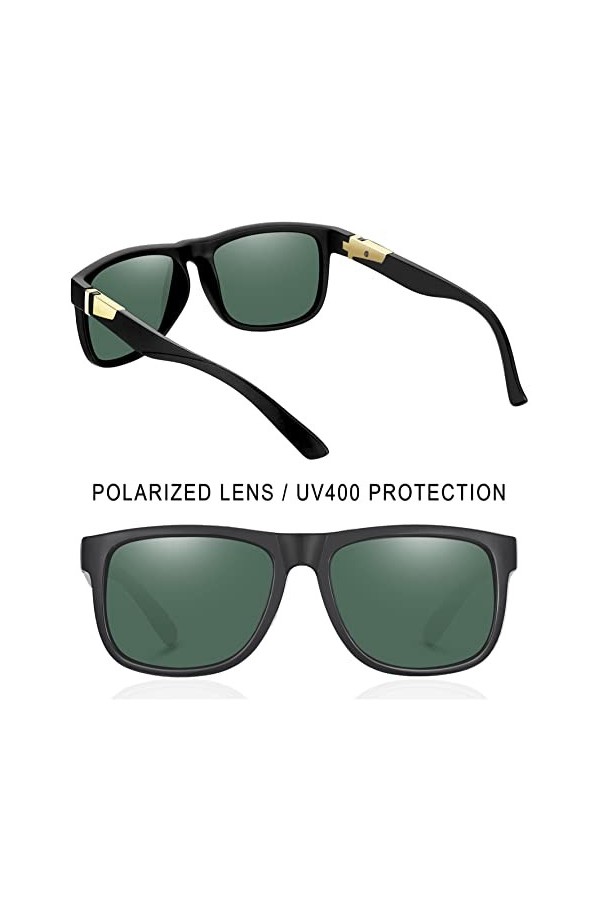 Joopin Lunette de Soleil Homme Polarisée - Lunette de Soleil Homme Olive Vert Tendance Vintage UV400 pour Conduite et Voyage