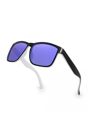 LECKIRUT Lunettes de Soleil Homme Femme Polarisées Classique Rétro Vintage UV400 Protection Lunettes Cadre Noir Blanc Lentill