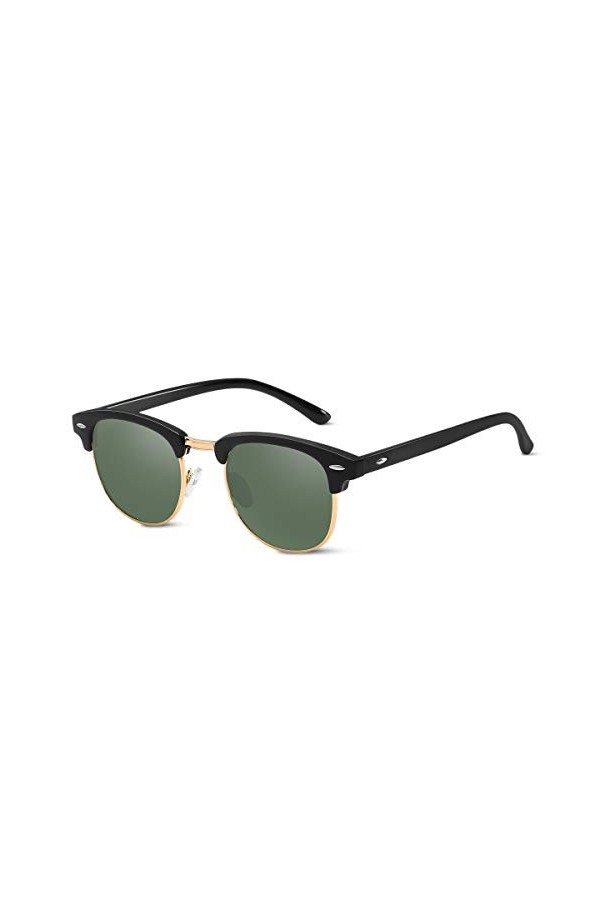 LumiSyne Mode Lunettes De Soleil Polarisées Hommes Femmes Ultra Léger Semi-cerclées Monture Carré Protection UV 400 Conduite 