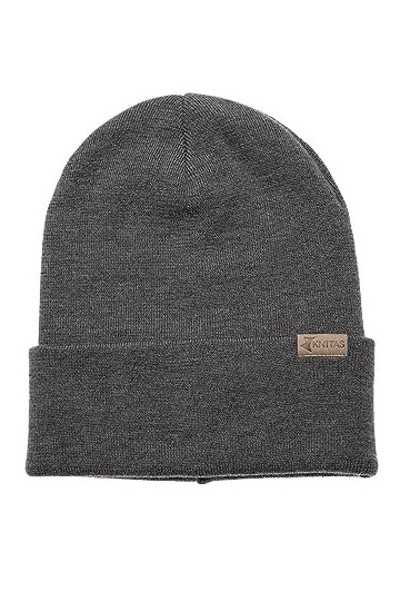 KNITAS Bonnet dhiver double couche en laine mérinos - Super doux et chaud - Pour homme et jeune - Couleur : gris - Taille un