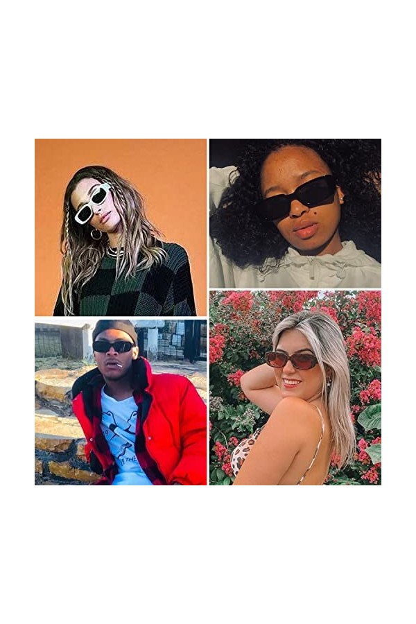 kimorn Rectangulaire Lunettes de Soleil pour Femmes Hommes Tendance Rétro Mode Lunettes 90s Vintage UV 400 Protection Carré