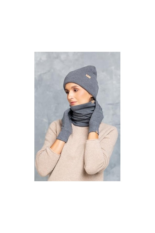 KNITAS Bonnet dhiver double couche en laine mérinos - Super doux et chaud - Pour homme et jeune - Couleur : gris - Taille un