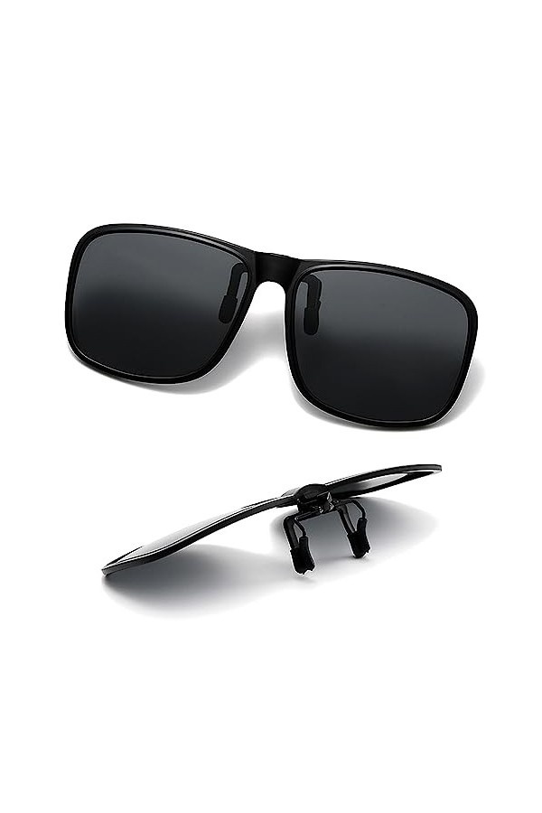 SULIVES Lunettes de soleil polarisées à clipser pour homme et femme - Protection UV400 anti-reflet - Pour conduite, voyage, s