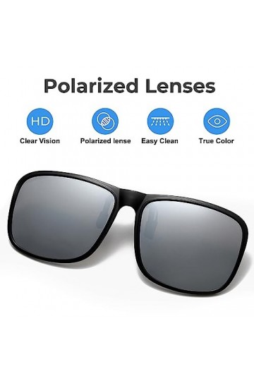 SULIVES Lunettes de soleil polarisées à clipser pour homme et femme - Protection UV400 anti-reflet - Pour conduite, voyage, s