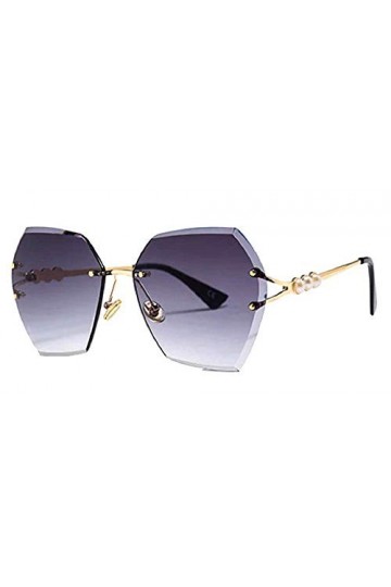 Lunettes de soleil femme - hexagonales - vintage - polarisées - colorées - fille - ombragées - monture dorée - verres gris