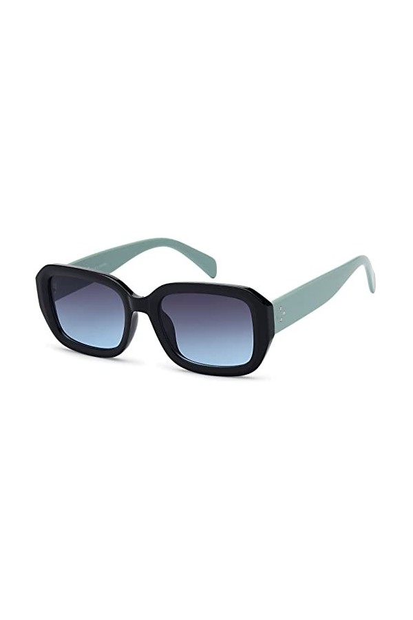 styleBREAKER Lunettes de soleil rétro femme avec large cadre en plastique et verres rectangulaires en polycarbonate 09020143,
