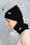 KNITAS Bonnet dhiver double couche en laine mérinos - Super doux et chaud - Pour homme et jeune - Couleur : noir - Taille un