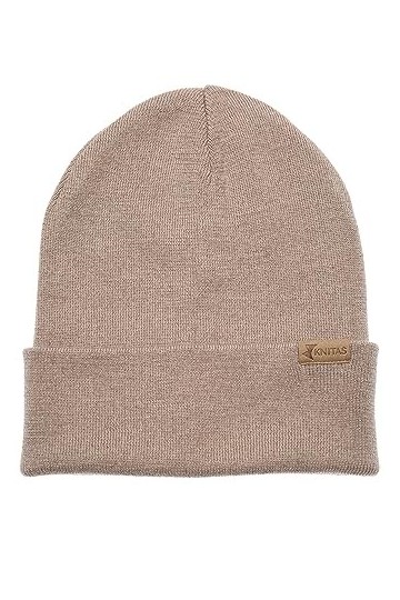 KNITAS Bonnet dhiver double couche en laine mérinos - Super doux et chaud - Pour homme et femme - Couleur beige - Taille uni