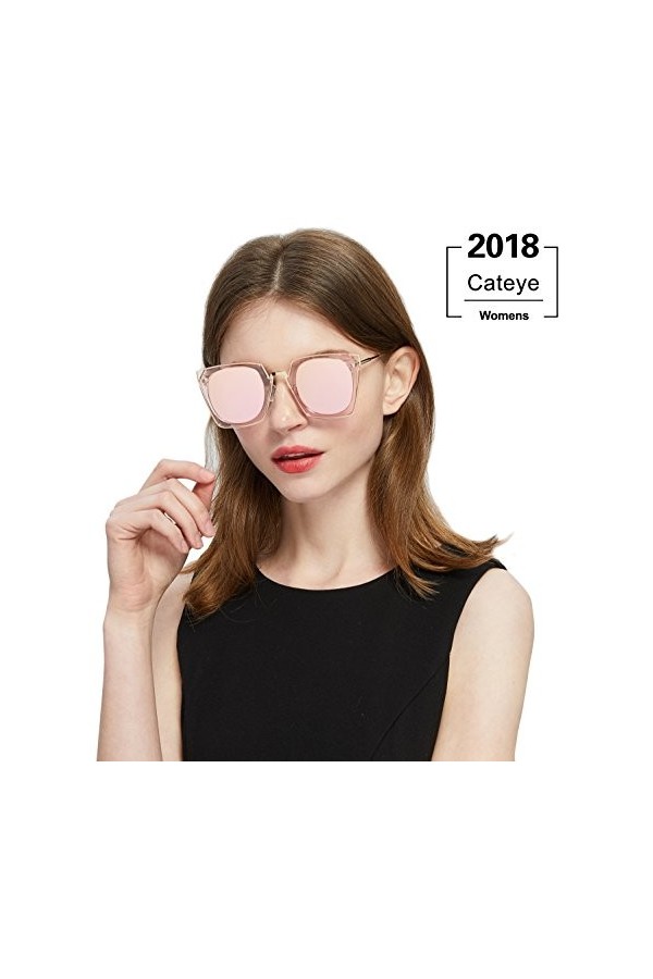 Duco polarisants Place Femmes Lunettes de soleil Œil de chat Ladies Rimmed Fashion Frame W001 Rose 