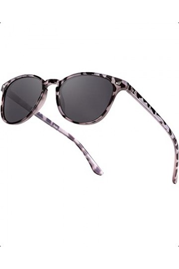 Myiaur Lunettes de soleil classiques pour femme polarisées avec protection UV400, Tortue blanche/gris