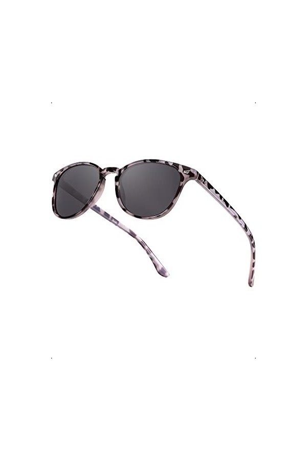 Myiaur Lunettes de soleil classiques pour femme polarisées avec protection UV400, Tortue blanche/gris