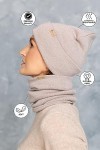 KNITAS Bonnet dhiver double couche en laine mérinos - Super doux et chaud - Pour homme et femme - Couleur beige - Taille uni